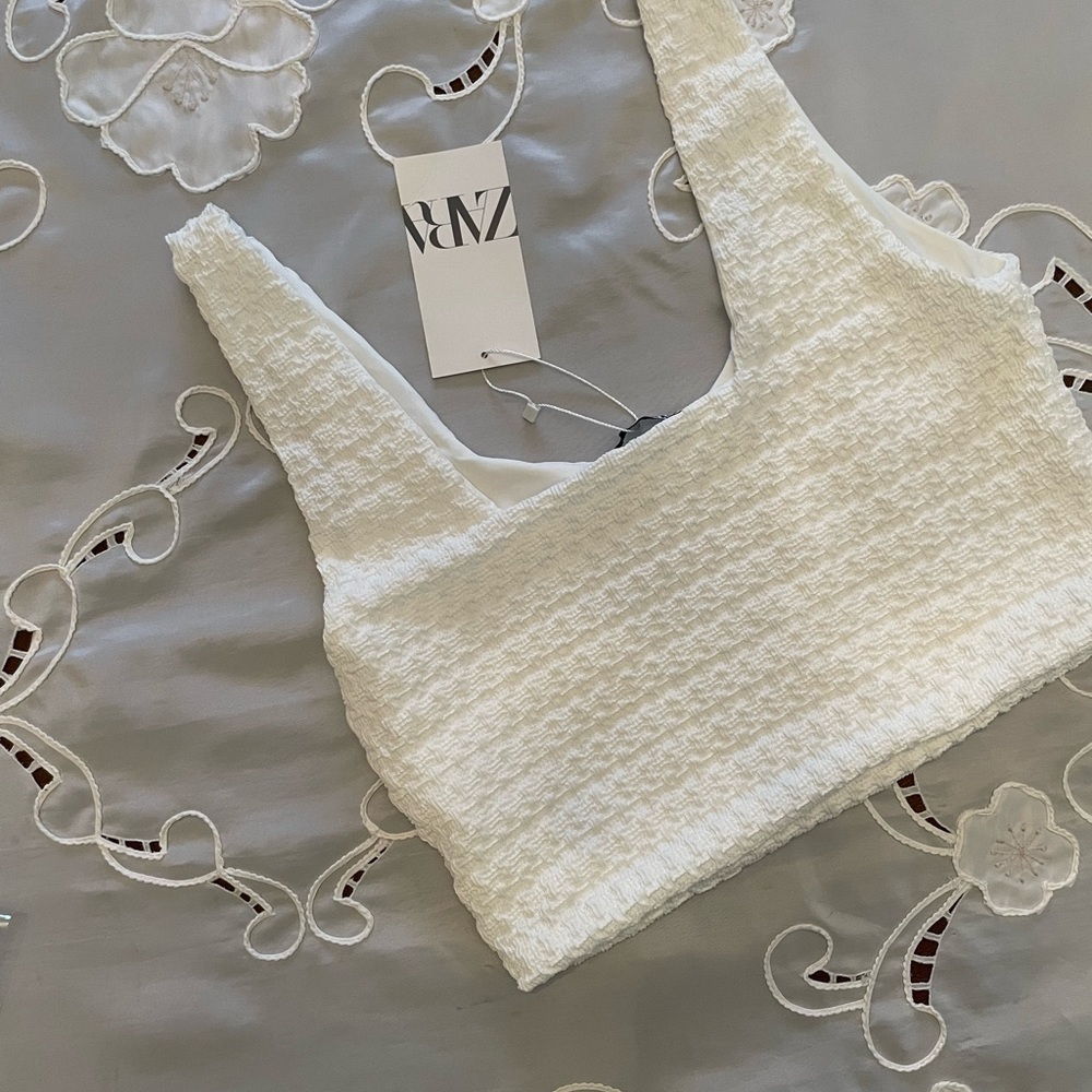 New Zara Textured Crop Top - Picture 6 of 13